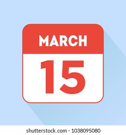 March 15 calendar icon flat. World Consumer Rights Day. International Day of Action for the Seals. Red color