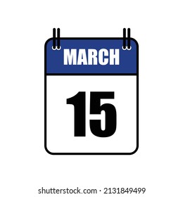 March 15 Calendar Icon Vector Illustration . Date , Day Of Mouth