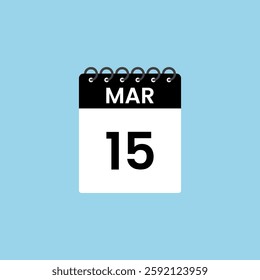 March 15 calendar reminder. 15th March Date Month calendar icon design template.

