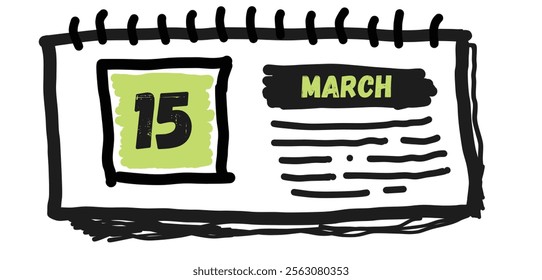 March 15th: Calendar Date Illustration