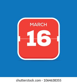 March 16 Calendar Flat Icon