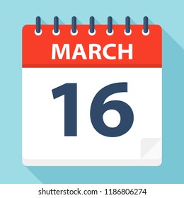 March 16 - Calendar Icon - Vector Illustration