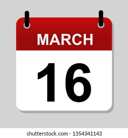 March 16 , calendar icon vector illustrstion