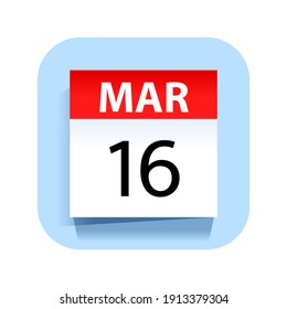 March 16. Calendar Icon. Vector Illustration.