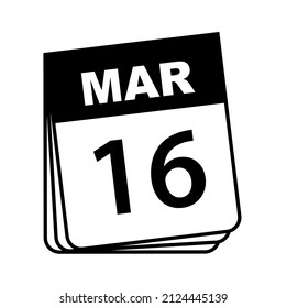 March 16. Calendar Icon. Vector Illustration. 