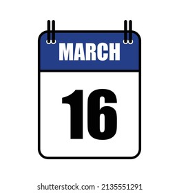 Ilustración del vector de iconos del calendario 16 de marzo . Fecha, Día De La Boca