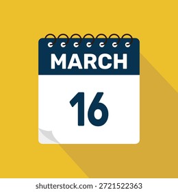 16 de março calendário ícone vetor ilustração com design