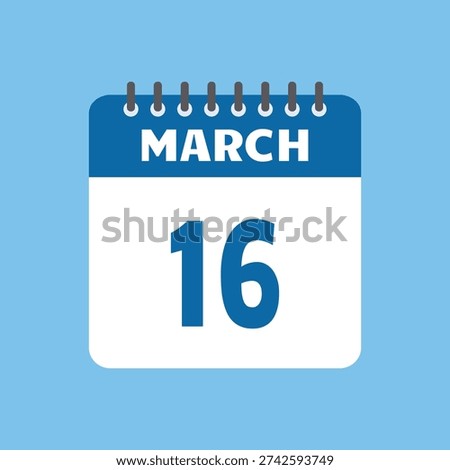 march 16 calendar icon Vector page month design