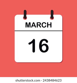 March 16. Daily Calendar icon for design. Simple design for business brochure, flyer, print media, advertisement. Easily editable.