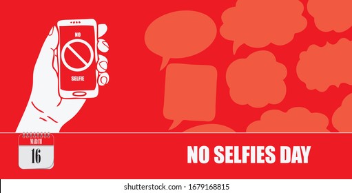March 16 day postcard design for No Selfies Day event