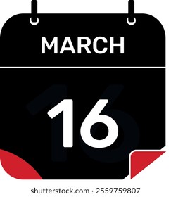 March 16 monthly calendar page template design