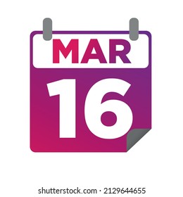 March 16. Single day calendar. minimalist flat illustration in purple color. eps 10