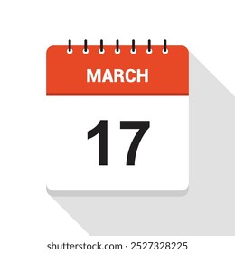 Icono de fecha del calendario del 17 de marzo