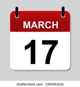 March 17 , calendar icon vector illustrstion
