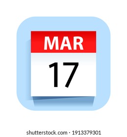 17 de marzo. Icono de calendario. Ilustración vectorial.