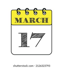 March 17 calendar icon. Vector illustration in flat style.