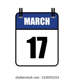 Ilustración del vector de iconos del calendario 17 de marzo . Fecha, Día De La Boca