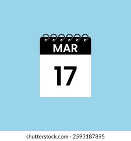 March 17 calendar reminder. 17th March Date Month calendar icon design template.
