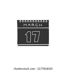 March 17 Icon Silhouette Illustration. Saint Patrick Vector Graphic Pictogram Symbol Clip Art. Doodle Sketch Black Sign.