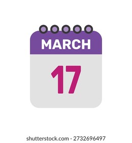 17 de março icon vetor começa com página de calendário colorida