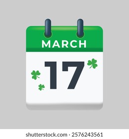 March 17. Saint Patrick Day. Calendar design.