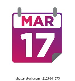March 17. Single day calendar. minimalist flat illustration in purple color. eps 10