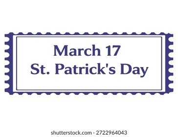 Marzo 17 Icono de Vector de sello postal del Día de San Patricio sobre un fondo blanco
Sello de Vector sobre un fondo blanco