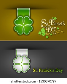 March 17, St. Patrick's Day, St. Patrick Day poster. A cloverleaf and greeting inscription in green colors. Vector illustration