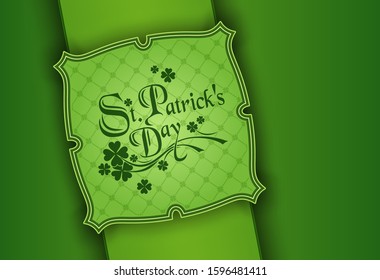 March 17, St. Patrick's Day, St. Patrick Day poster. A cloverleaf and greeting inscription in green colors. Vector illustration