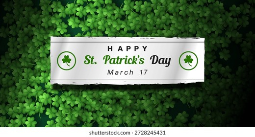 March 17 Is St Patricks Day. Clovers. Great for cards, banners, posters, social media and more. Green background.  