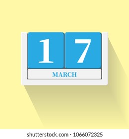 March 17. Vector flat daily calendar icon. Date and time, day, month. Holiday. Season.