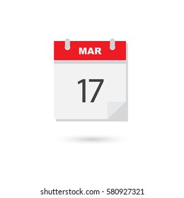 March 17, Vector Flat Daily Calendar Icon