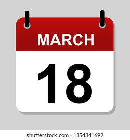 March 18 , calendar icon vector illustrstion