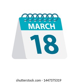 March 18 - Calendar Icon - Vector Illustration
