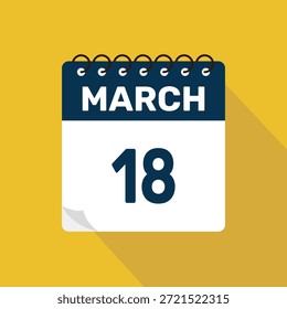 März 18 Kalender-Symbol, Vektorgrafik mit Design