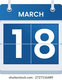 18. März Kalender Symbol Vektorgrafik-Design. März Achtzehn digitalen Kalender. Checkliste, Erinnerung, flach, eintägig, Vorlage, Mittwoch