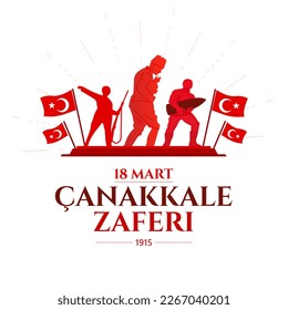 March 18 Canakkale victory card design. Anniversary of the Çanakkale Victory. Turkish; Canakkale zaferi 18 Mart 1915. Vector illustration