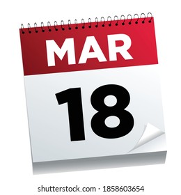 March 18th On A Calendar Page - Illustrated.