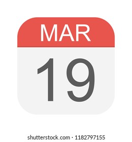March 19 - Calendar Icon - Vector Illustration