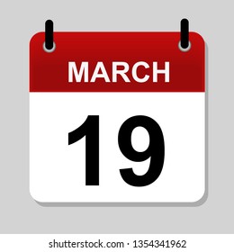March 19 , calendar icon vector illustrstion