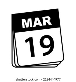 March 19. Calendar Icon. Vector Illustration. 