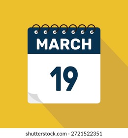 march 19 calendar icon vector illustration with design