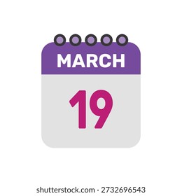 march 19 icon vektor beginnt mit bunten kalender seite