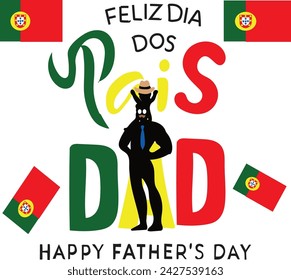 march 19 is Ifeliz dia dos pais father day portugal Vector illustration
