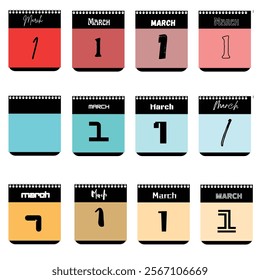 March 1st Calendar Designs: Typography Variations