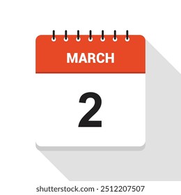 March 2 Calendar Date Icon