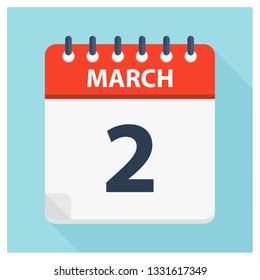 March 2 - Calendar Icon - Calendar design template - Business vector illustration.