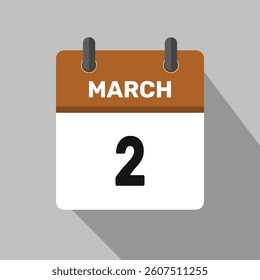 march 2 calendar icon vector month date number illustration design