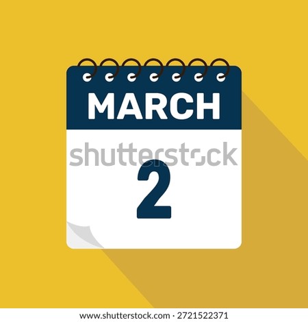 march 2 calendar icon vector illustration with design