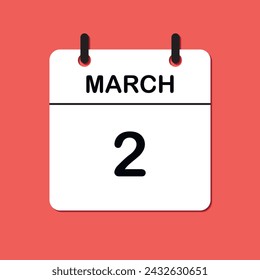 March 2. Daily Calendar icon for design. Simple design for business brochure, flyer, print media, advertisement. Easily editable.